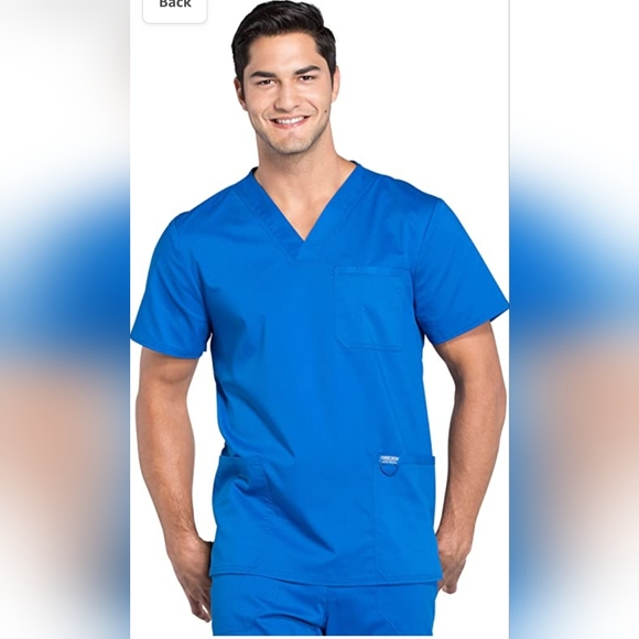 CHEROKEE REVOLUTION MEN'S WW670 SCRUB TOP. ROYAL BLUE 4XL. NWT.(A18) - Picture 1 of 5